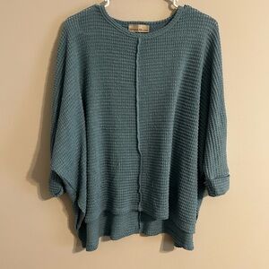 Zenana Outfitters Waffle Knit Sweater in Teal